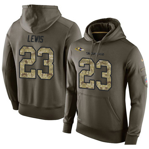 NFL Nike Baltimore Ravens #23 Kendrick Lewis Green Salute To Service Men's Pullover Hoodie